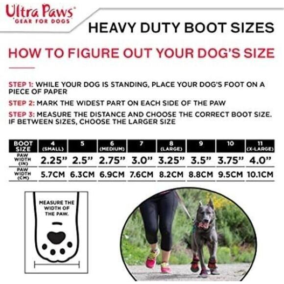 NEW Ultra Paws Rugged Dog Boots Shoes BLACK Medium 2.75" Paw - Picture 6 of 6